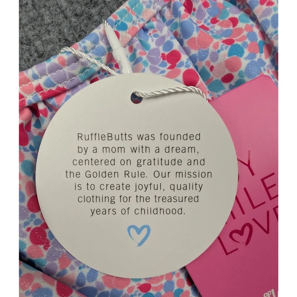 RuffleButts Swimsuit Girls 8 One Piece UPF 50+ Floral Rugged Glitter Shimmer